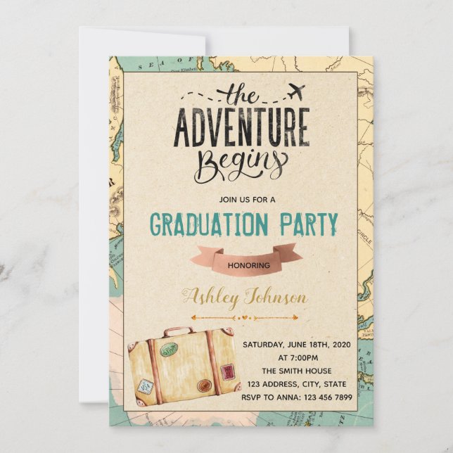 Travel Theme Graduation Invitation (Front)