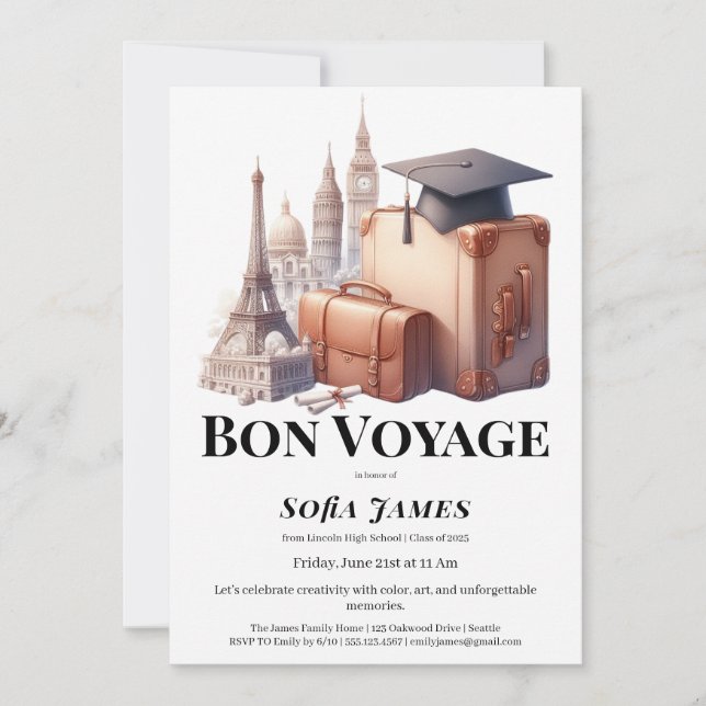 Travel Theme Graduation Party Invitation (Front)
