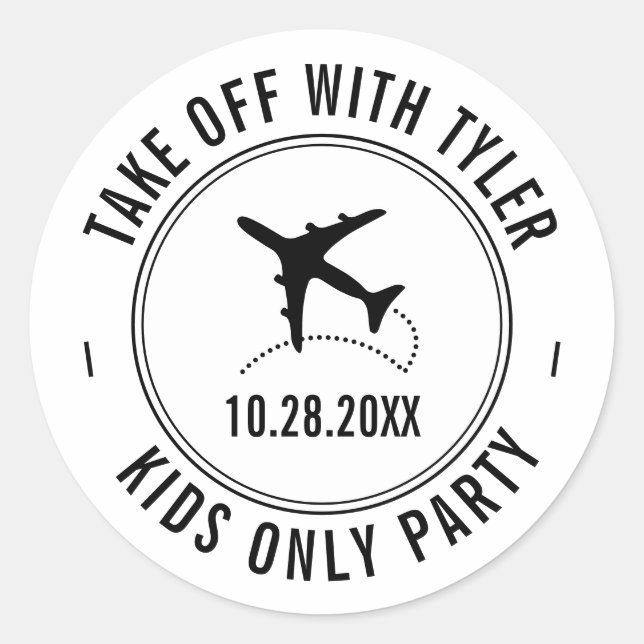 Travel Theme Party Personalised Aeroplane  Classic Round Sticker (Front)