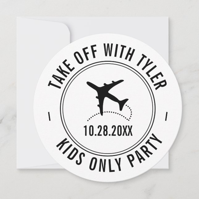 Travel Theme Party Personalised Aeroplane Sign Invitation (Front)