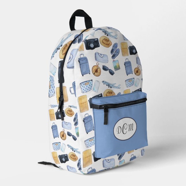 Travel Theme Pattern Backpack (Back Corner Left)