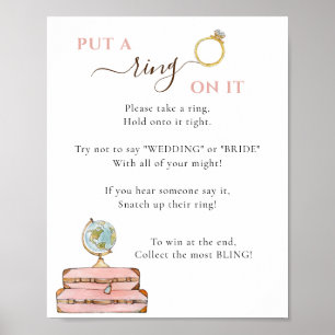 Travel Theme Put a ring on it  Bridal Shower Game Poster