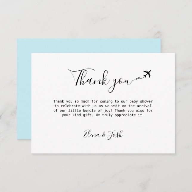 Travel themed Baby Shower Cute Flat Thank You Card (Front/Back)