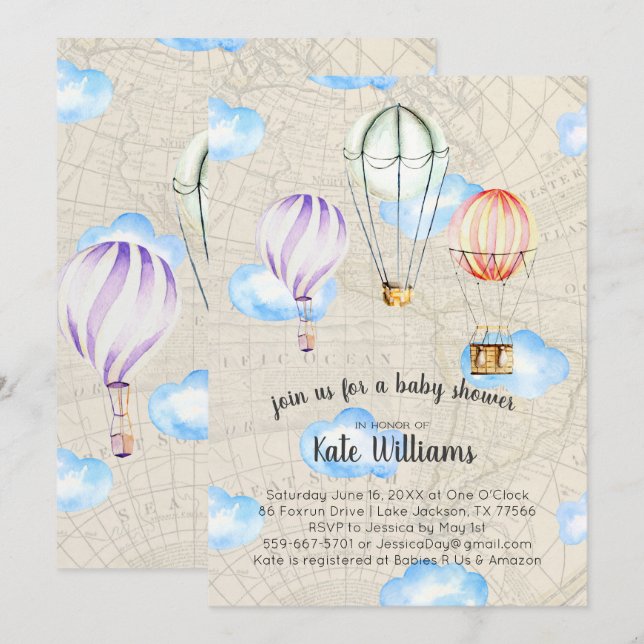 Travel Themed Baby Shower Invitation (Front/Back)