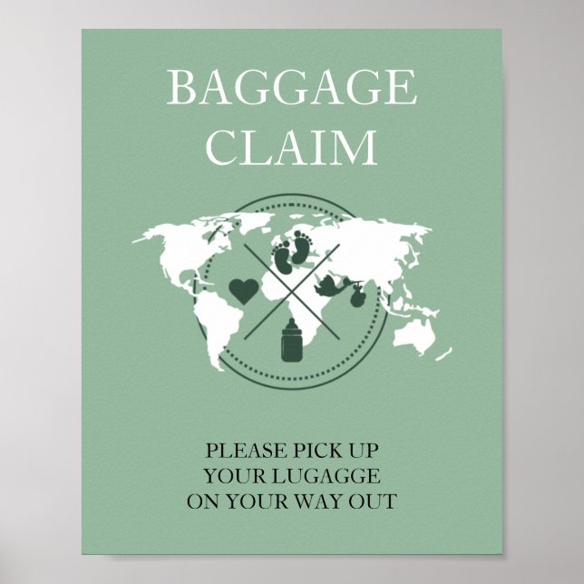 Travel Themed Baby Shower Passport Baggage Claim  Poster (Front)