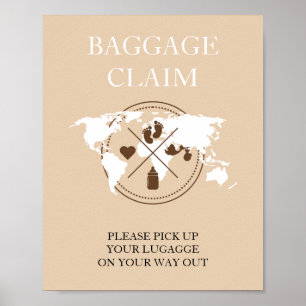 Travel Themed Baby Shower Passport Baggage Claim Poster