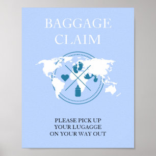 Travel Themed Baby Shower Passport Baggage Claim Poster