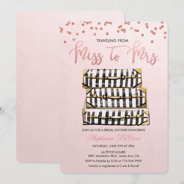 Travel Themed Bridal Shower Invitation (Front/Back)