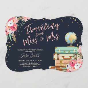 Travel themed Bridal shower invitation Miss to Mrs