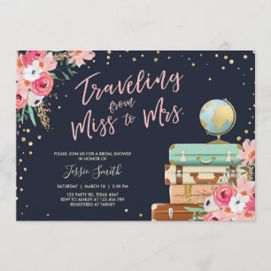 Travel themed Bridal shower invitation Miss to Mrs