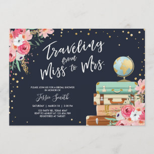 Travel themed Bridal shower invitation Miss to Mrs