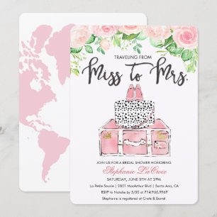 Travel Themed Floral Bridal Shower Invitation