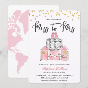 Travel Themed Floral Bridal Shower Invitation