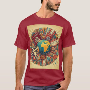 Travel-Themed Globe Composition T-Shirt