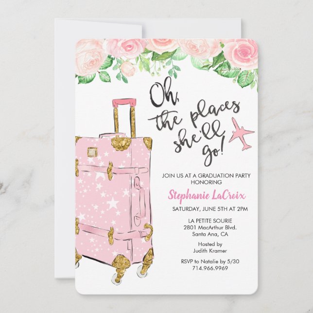 Travel Themed Graduation Party Invitation (Front)