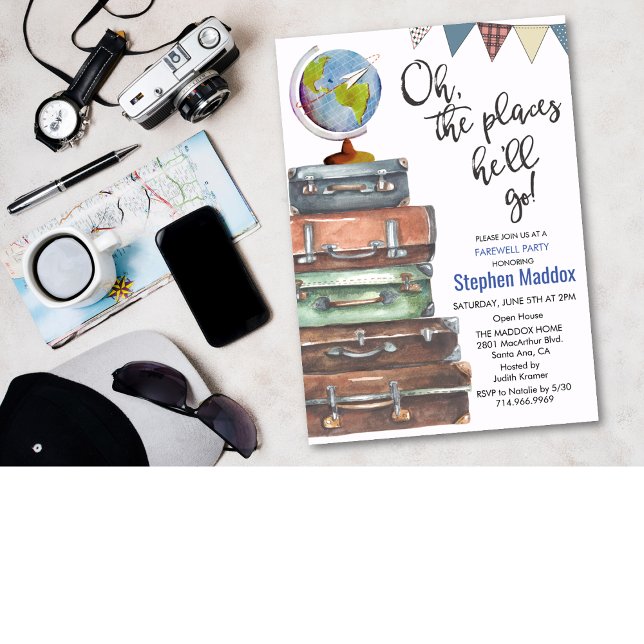 Travel Themed Male Farewell Party Invitation (Creator Uploaded)
