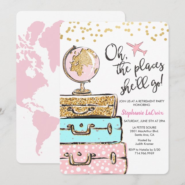 Travel Themed Retirement Party Invitation (Front/Back)