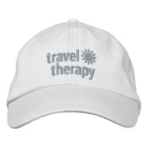 Travel Therapy Embroidered Hat White & Mint Green