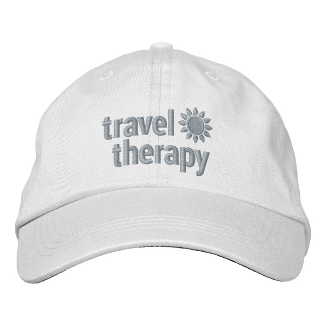 Travel Therapy Embroidered Hat White & Mint Green (Front)