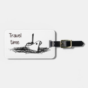 Travel time sketched luggage tag