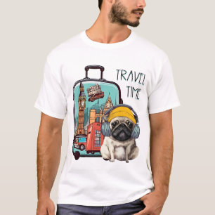 Travel Time With Stylish Pug T-Shirt