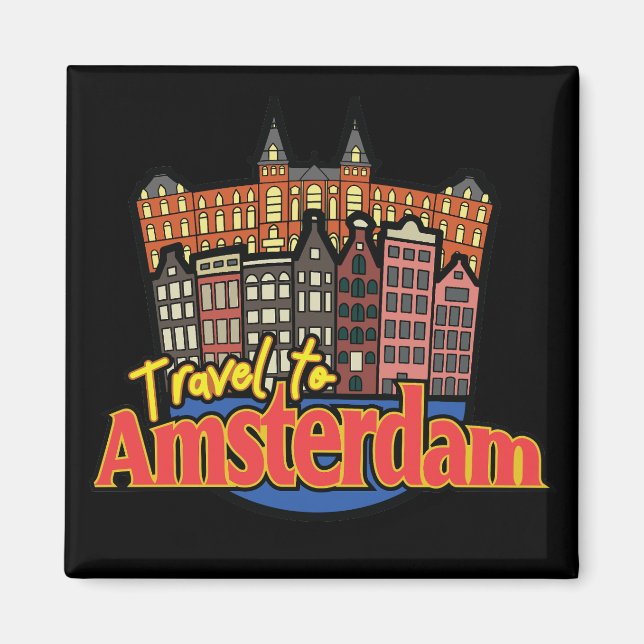 Travel to Amsterdam Netherlands Vintage  Magnet (Front)