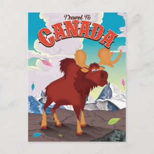Travel to Canada vintage cartoon poster Postcard