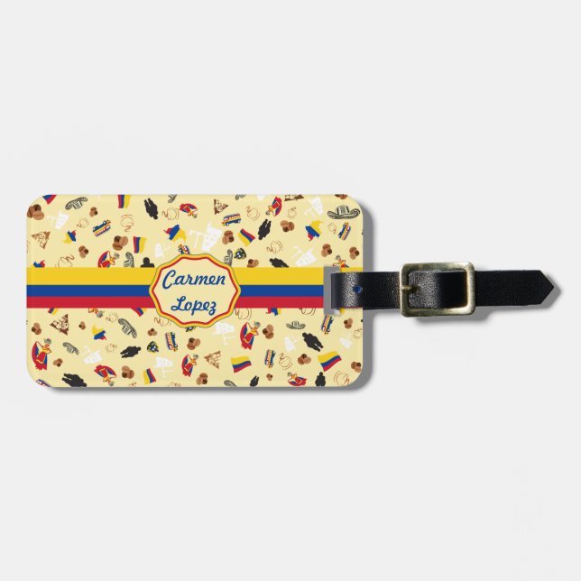 Travel to Colombia- famous items Luggage Tag (Front Horizontal)
