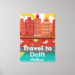 Travel to Delft Holland travel poster Canvas Print