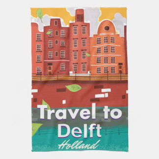 Travel to Delft Holland travel poster Tea Towel