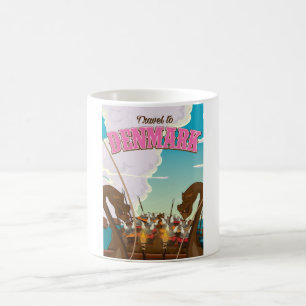 Travel To Denmark Cartoon viking travel poster Coffee Mug
