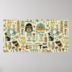 Travel to Egypt. Seamless pattern Poster
