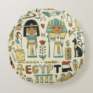 Travel to Egypt. Seamless pattern Round Cushion