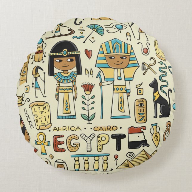 Travel to Egypt. Seamless pattern Round Cushion (Front)