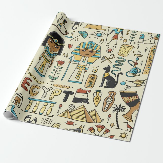 Travel to Egypt. Seamless pattern Wrapping Paper (Unrolled)