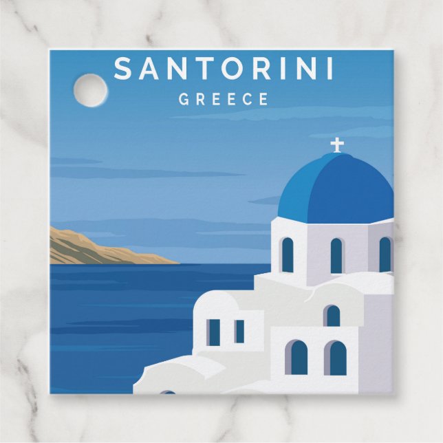 Travel to Greece landscape Favour Tags (Front)