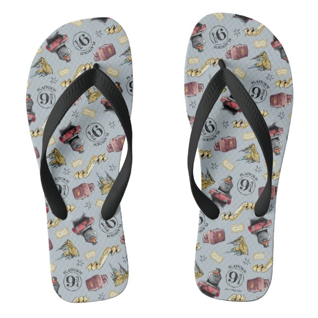 Travel To HOGWARTS™ Pattern Flip Flops (Footbed)
