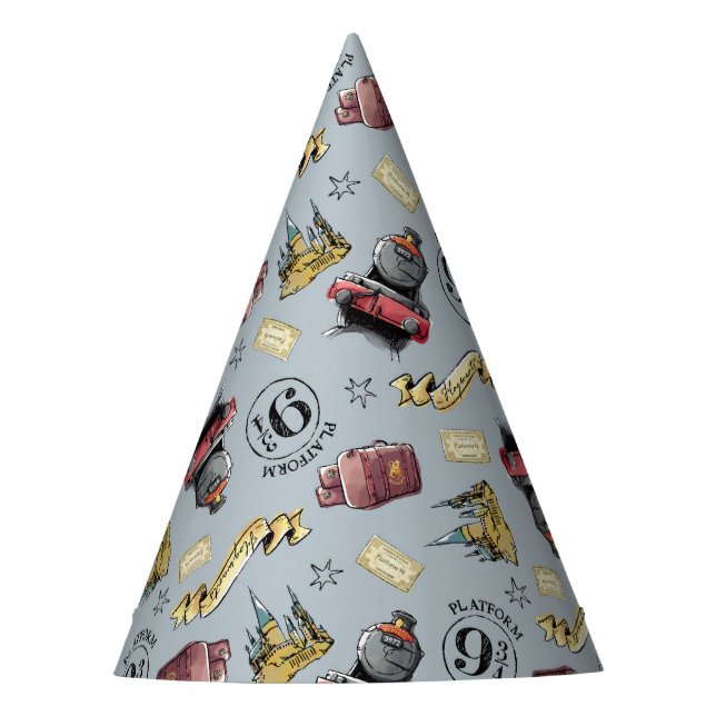 Travel To HOGWARTS™ Pattern Party Hat (Front)