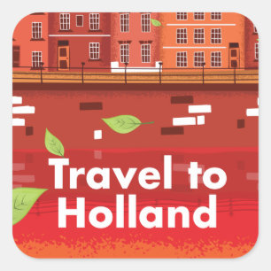 Travel to Holland vintage poster. Square Sticker
