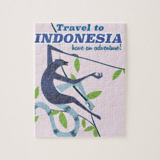Travel to Indonesia monkey travel print Jigsaw Puzzle
