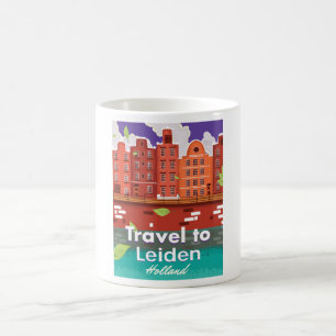 Travel to Leiden Holland cartoon travel poster Coffee Mug