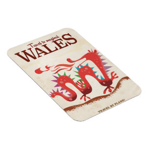 Travel to Magical Wales vintage poster Magnet