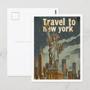 Travel to New York USA Vintage Famous Travel Place Postcard