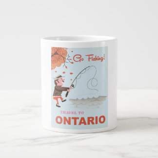 Travel to Ontario retro fishing print vacation. Large Coffee Mug