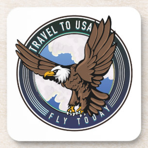 Travel to USA Fly today logo Coaster