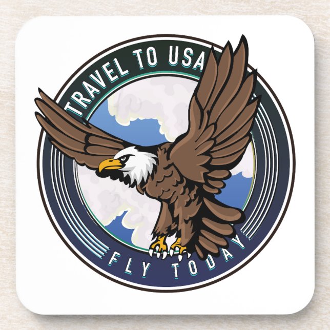 Travel to USA Fly today logo Coaster (Front)