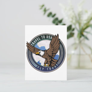 Travel to USA Fly today logo Holiday Postcard