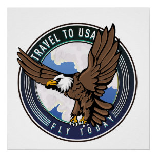 Travel to USA Fly today logo Poster