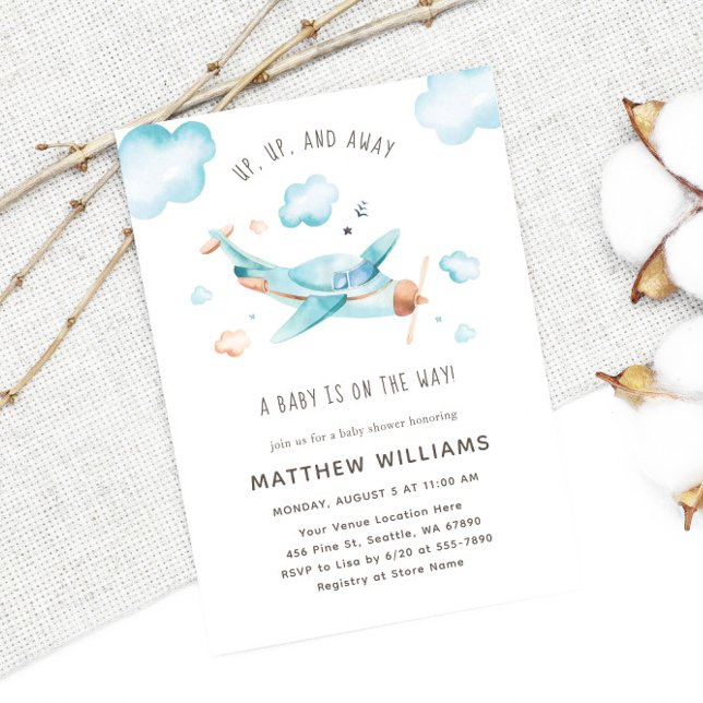 Travel Toy Aeroplane Boy Baby Shower Invitation (Creator Uploaded)