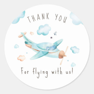 Travel Toy Aeroplane Boy Baby Shower Thank You Classic Round Sticker